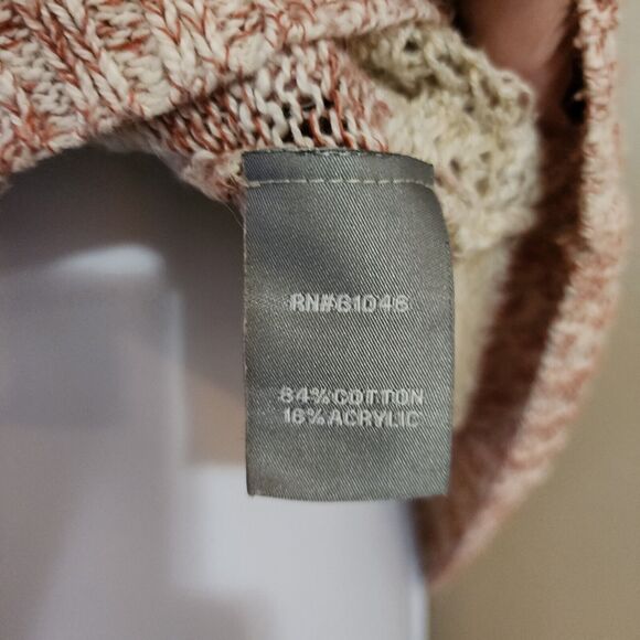 Vanity Womens Dolman Sweater Size M Pink V-Neck Drop Sleeve Ruched Open Knit - Picture 6 of 7